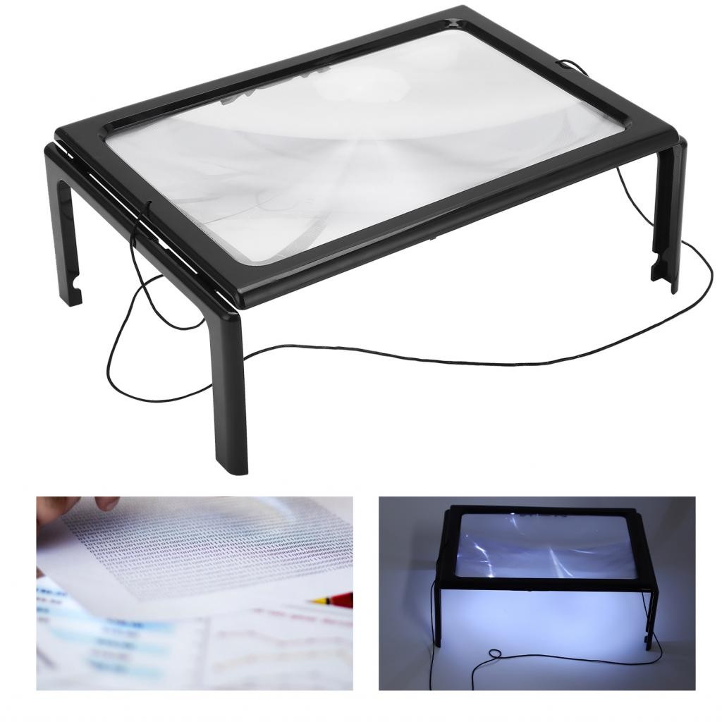 Reading Magnifying Glass with LED Light and Stand PVC Desktop Magnifier ...
