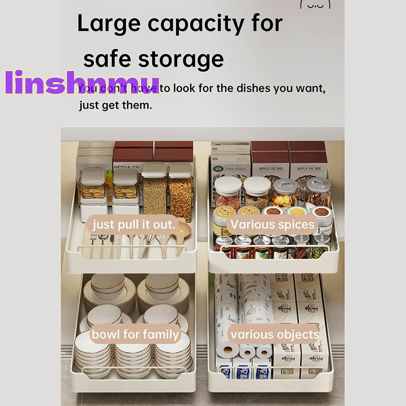 [LinshnmuS] Kitchen Storage Rack With Slide Rails Pull-out Kitchen ...