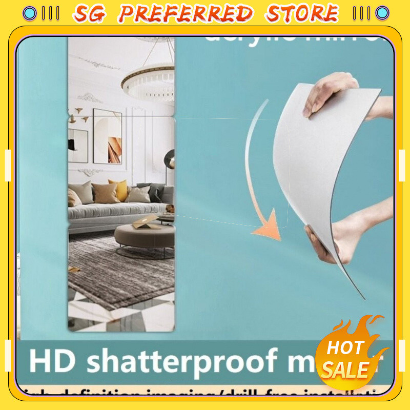 Unbreakable Mirror 4 Pack 20x20cm Self Adhesive Mirror Tiles 2MM Thick Flexible Decorative Plastic Mirror Sheets Adhesive Mirror Stickers Full Length Mirrors For Home Classroom Mirror
