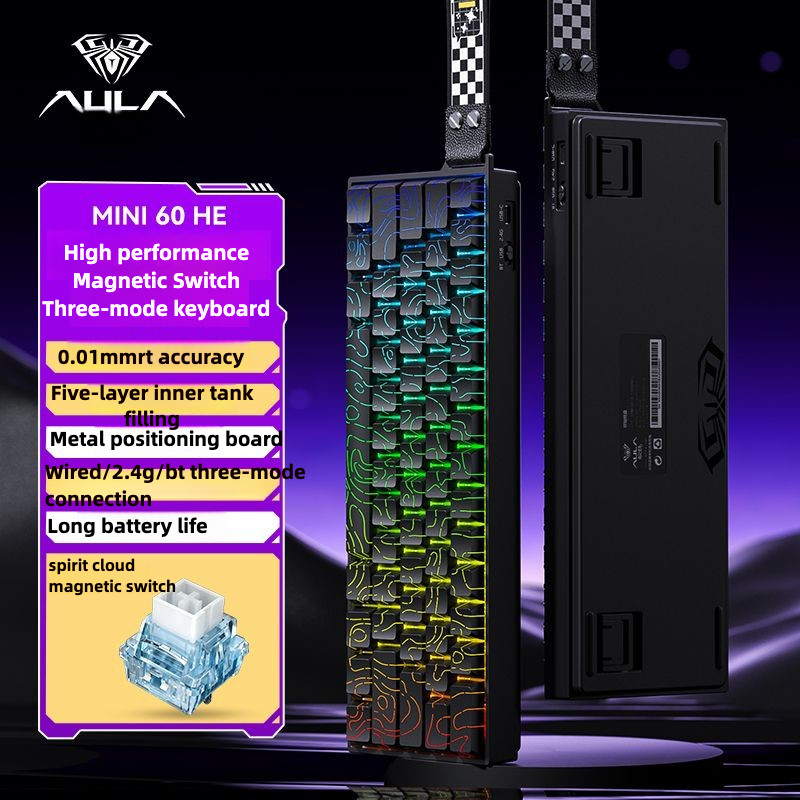 AULA Mini60 Wireless Magnetic Switch Keyboard Three-mode Bluetooth 2.4g ...
