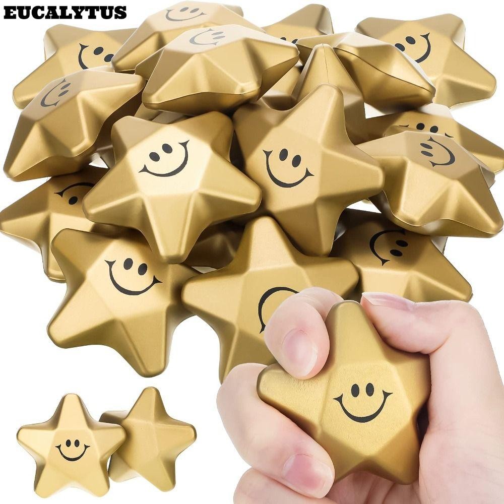 EUCALYTUS1 10pcs Star Stress Balls, Stress Relief Gold Foam Ball ...