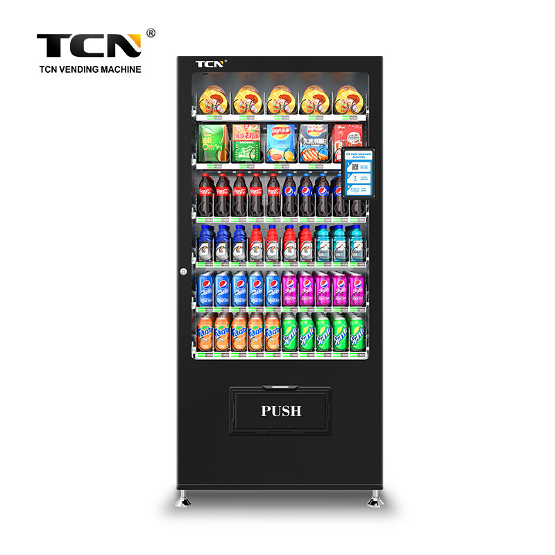 TCN Vending Machine Black Color Design Cashless Vending Machine With QR ...