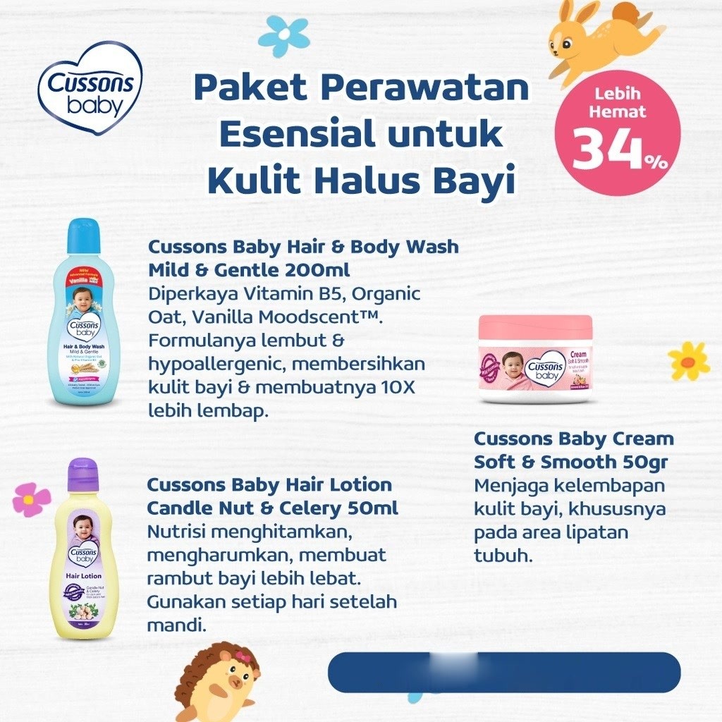 Cussons Baby Pack (Blue or Pink) - Gift Set - Paket Hadiah Bayi / Merah Jingga official - Gambar 2