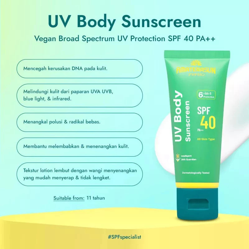 Amaterasun UV Body Sunscreen SPF 40 PA++ / Merah Jingga Official - Gambar 3