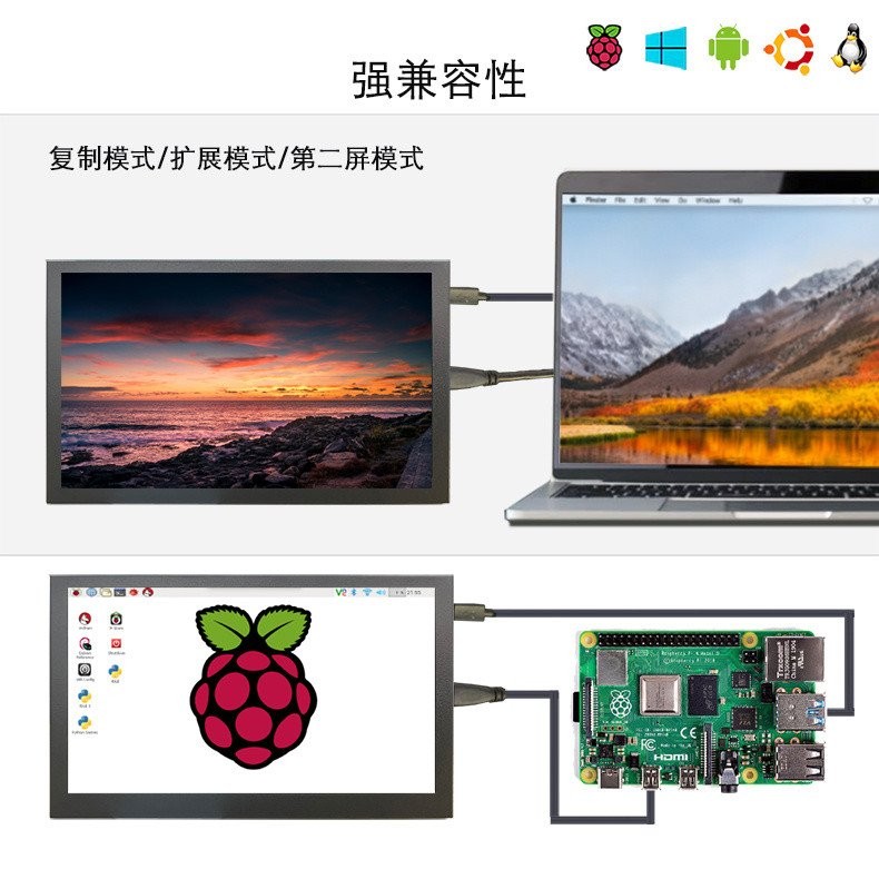 Portable Monitor Tablet Raspberry Pi IPS Small Typec Touch Control ...