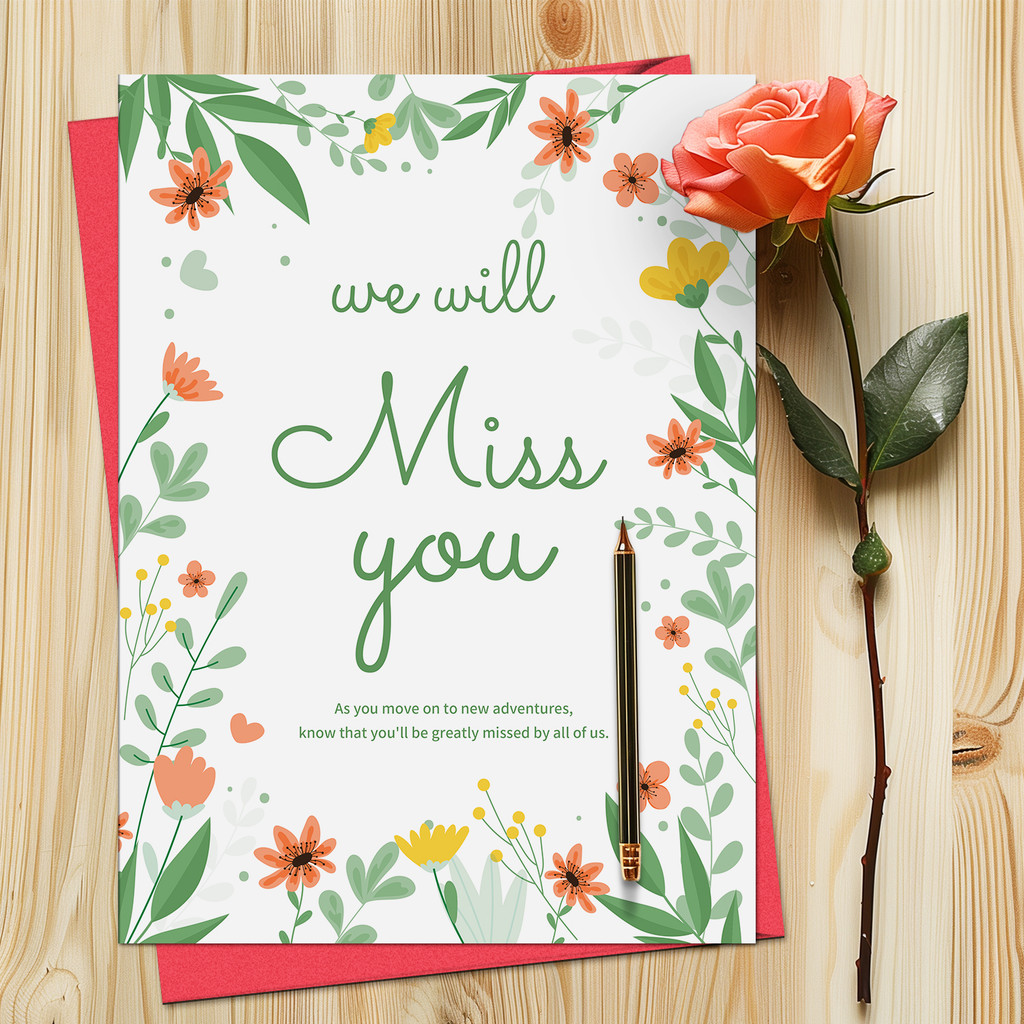 A4 Size Farewell Greeting Card with Pearlescent Envelope for Team Group ...