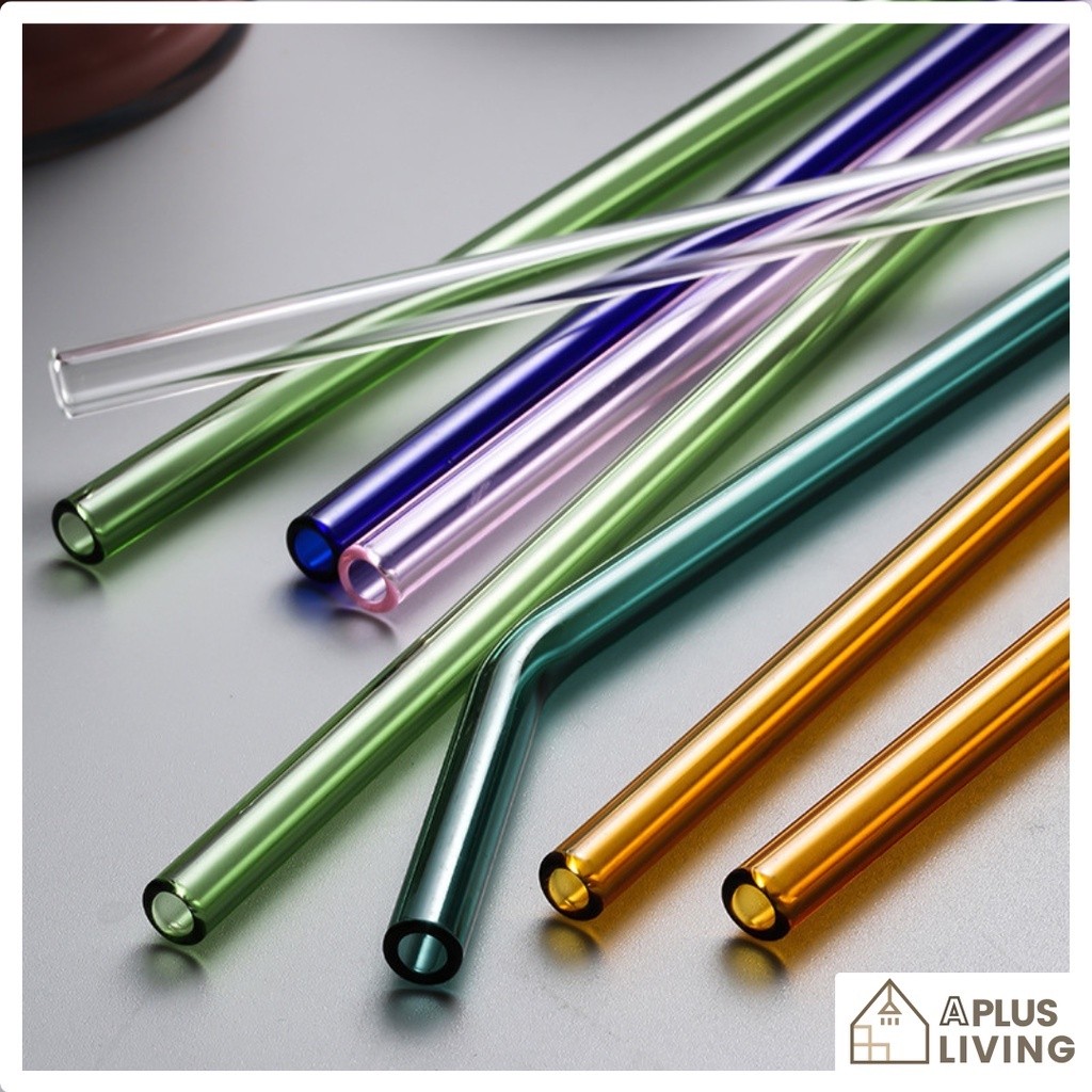 25cm Long Glass Straw Eco Friendly Straight & Bent High Borosilicate ...