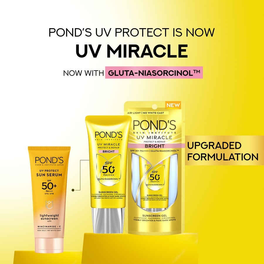 Sun Serum Ponds UV Miracle Bright Protect & Repair 35 PA +++ / SPF 50++++ / Merah Jingga Official - Gambar 3