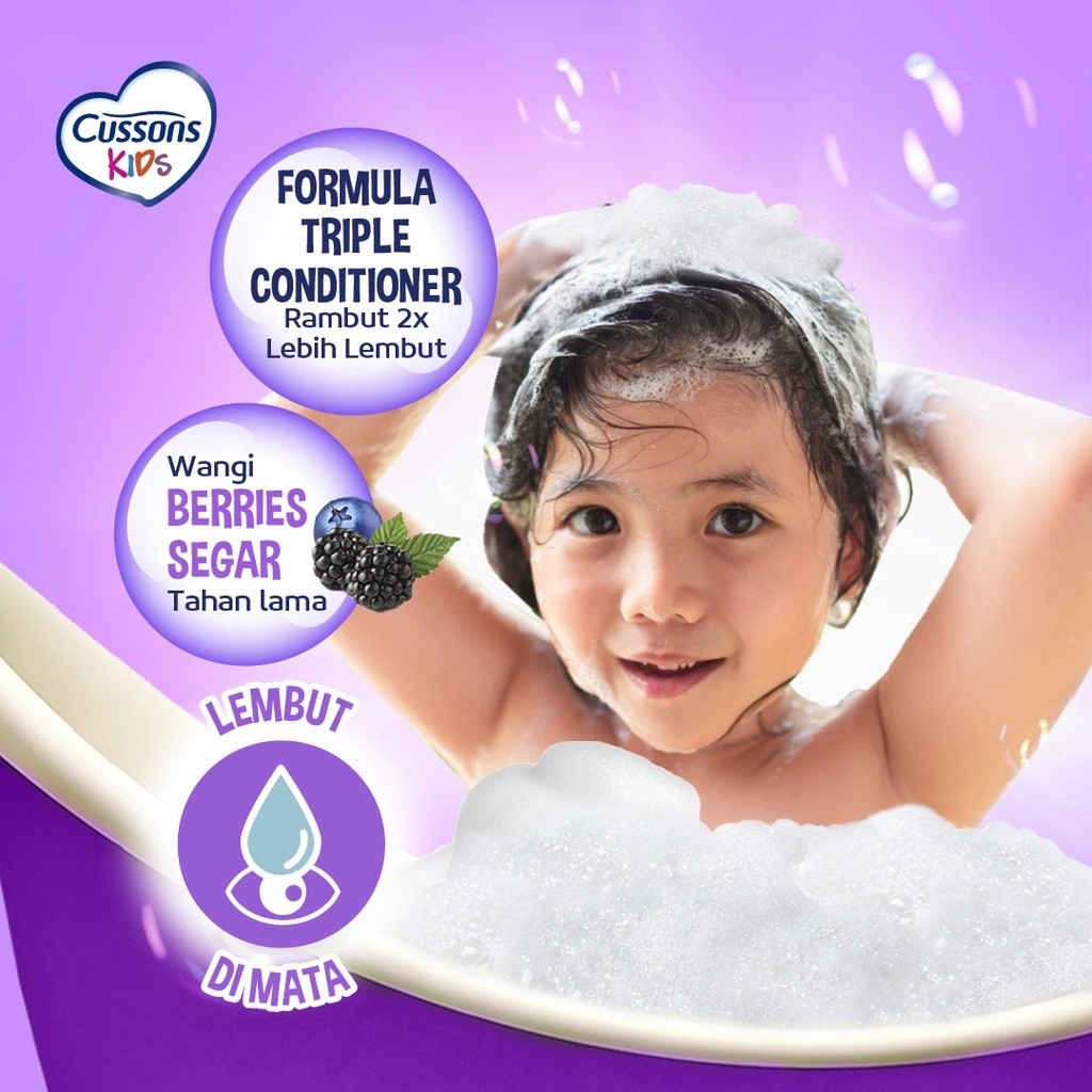 Cussons Kids Shampoo & Conditioner Black & Shiny - Sampo Anak / Merah Jingga Official - Gambar 2