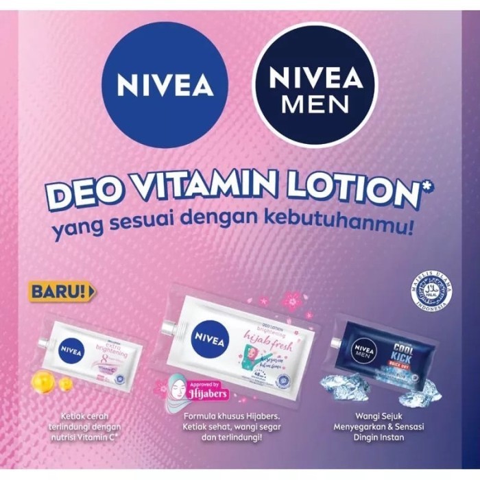 Nivea Deodorant Sachet Men Ice Cool / Hijab Fresh / Extra Brightening / 9ml / Merah Jingga Official - Gambar 3