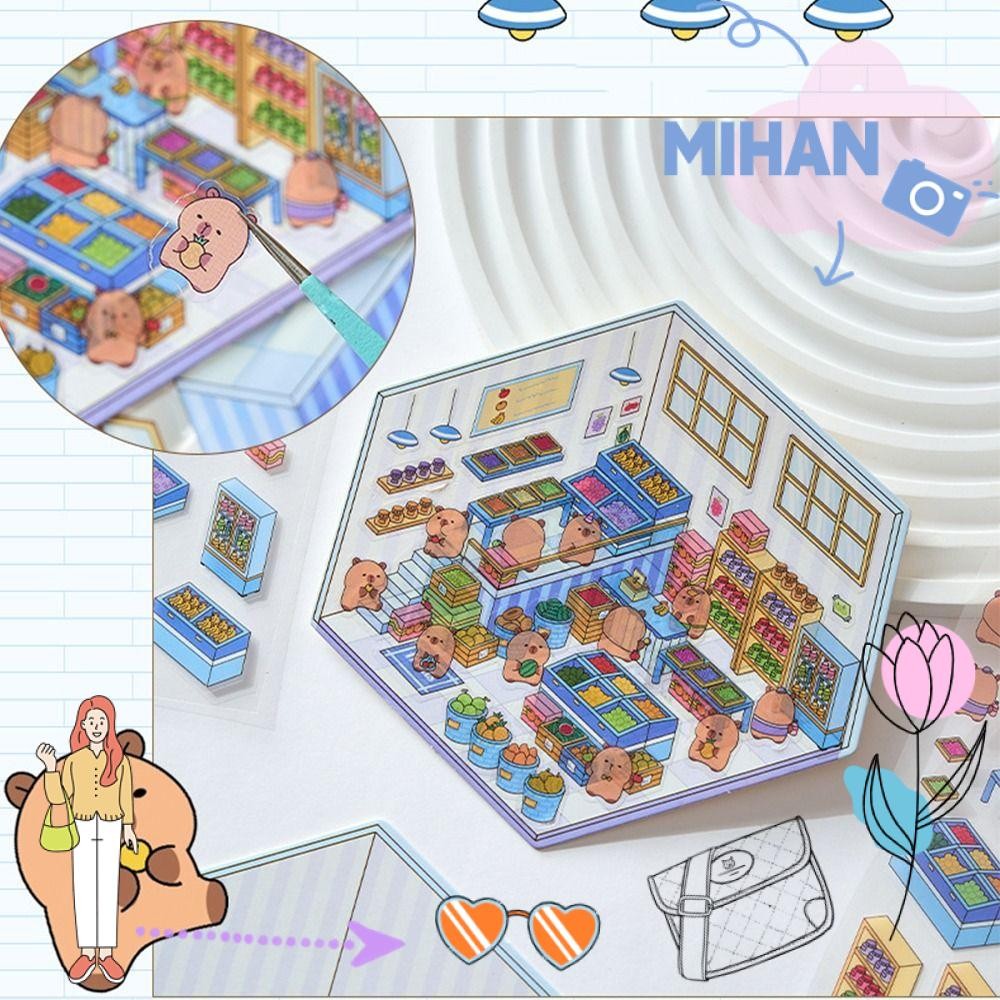 MH Visual Stacking Sticker, Capybara Miniature Scene Stickers, DIY ...