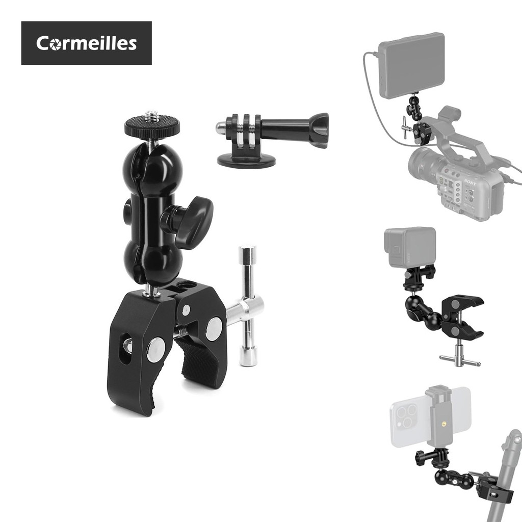 Super Camera Clamp Mount, Double Ball Head Magic Arm Adapter, Fence ...