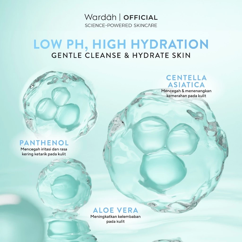 Wardah Cica Aloe Low pH Hydramild Facial Wash Nature Daily Sabun Cuci Muka Membersihkan secara Lembut dan Menghidrasi Kulit dengan Kandungan Aloe Vera Centella Asiatica for All Skin Types Non Comedogenic Non Acnegenic - Skincare - Gambar 3