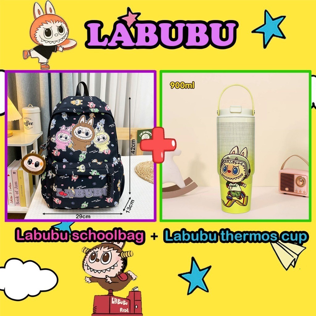 Popmart Labubu School Set - Cute Backpack & 304 Insulated Cup | Shopee ...