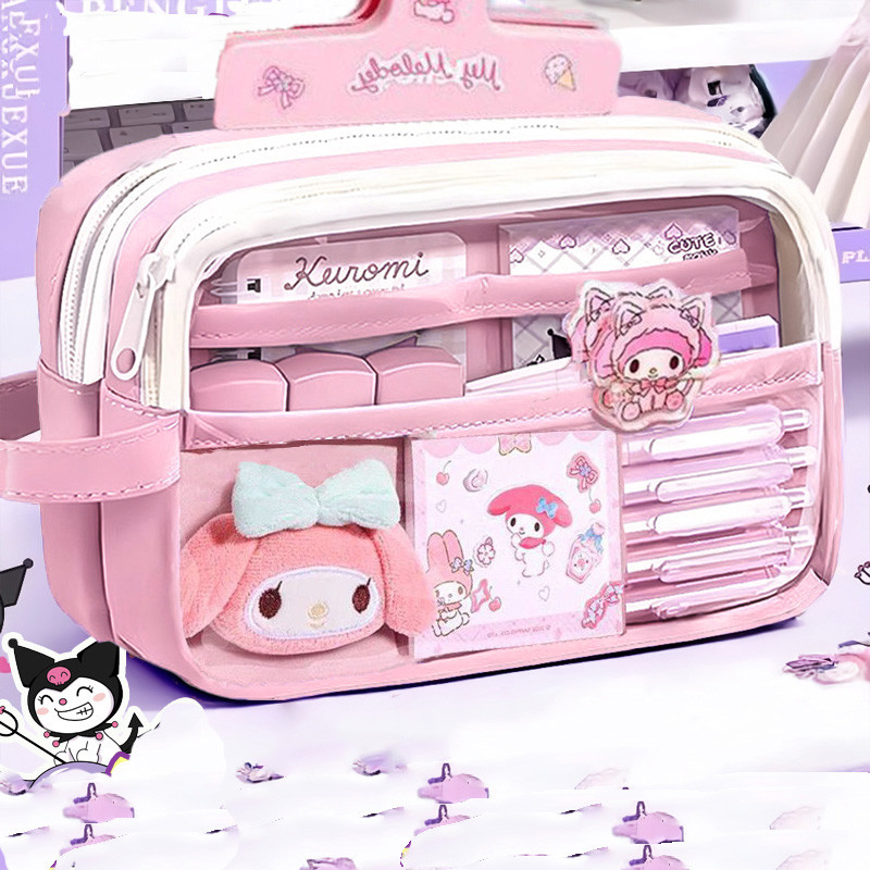 Large Capacity Transparent Waterproof Pencil Case with Kuromi