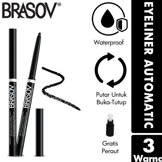 BRASOV Automatic Eye Liner Waterproof - Eyeliner Putar / Merah Jingga Official - Gambar 2