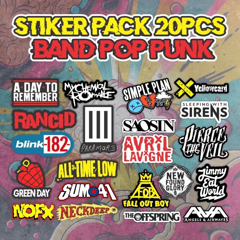 Blink182 MCR Green Day Punk Pop Band Sticker Pack | Laptop STICKERS ...