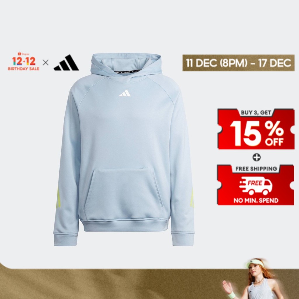 adidas Training Train Icons 3 Stripes Training Hoodie Men Blue IJ8117 Shopee Singapore