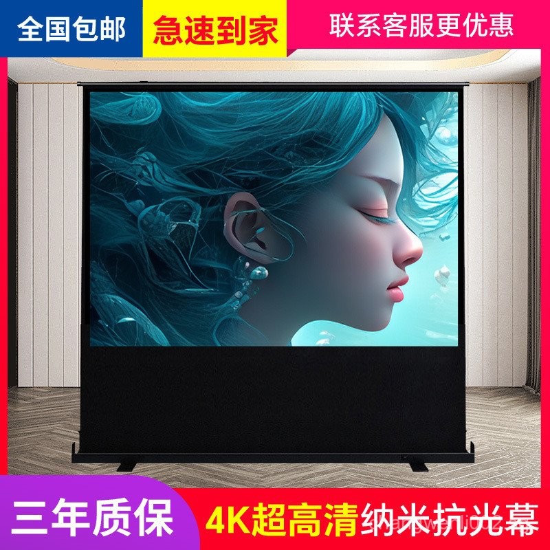 [Portable Large Screen]Portable No-Installation Floor Pull Curtain HD ...