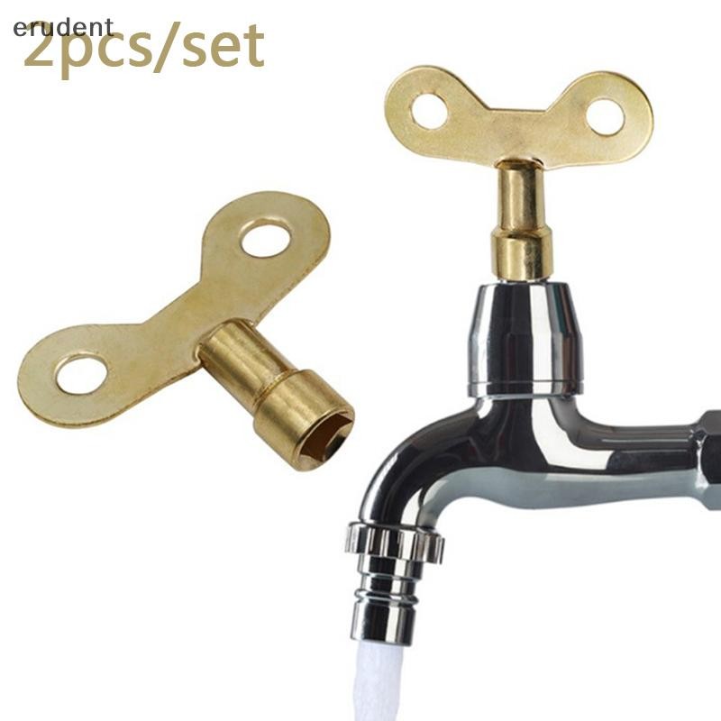 erudent 2pcs Bleed Key Square Socket Faucet Keys Water Tap Brass ...