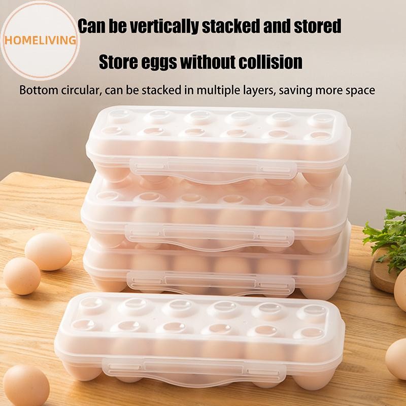 homeliving 1Pc 12/18 Grid Egg Storage Box With Lid Kitchen Refrigerator ...