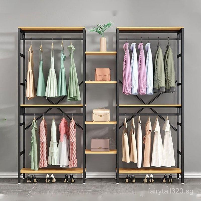 Solid Wood Clothes Rack With Shelf Clothes Cabinet Clothes Hanging Rack ...