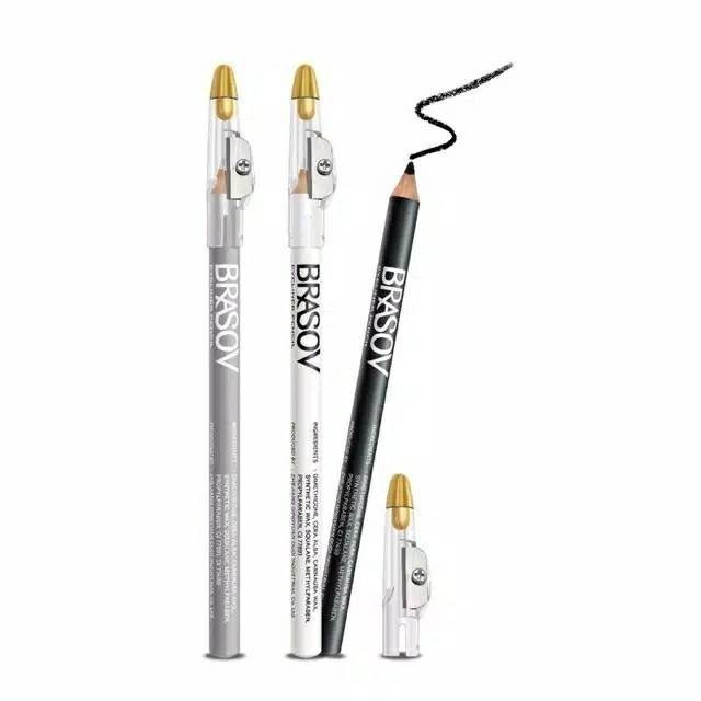 BRASOV Eyeliner Pencil Pensil Black - White - Silver / Merah Jingga Official - Gambar 2
