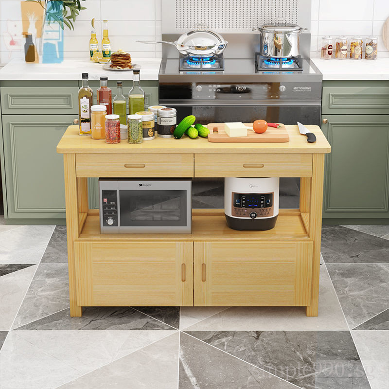 Customized Solid Wood Cutting Table with Drawer Kitchen Storage Table ...