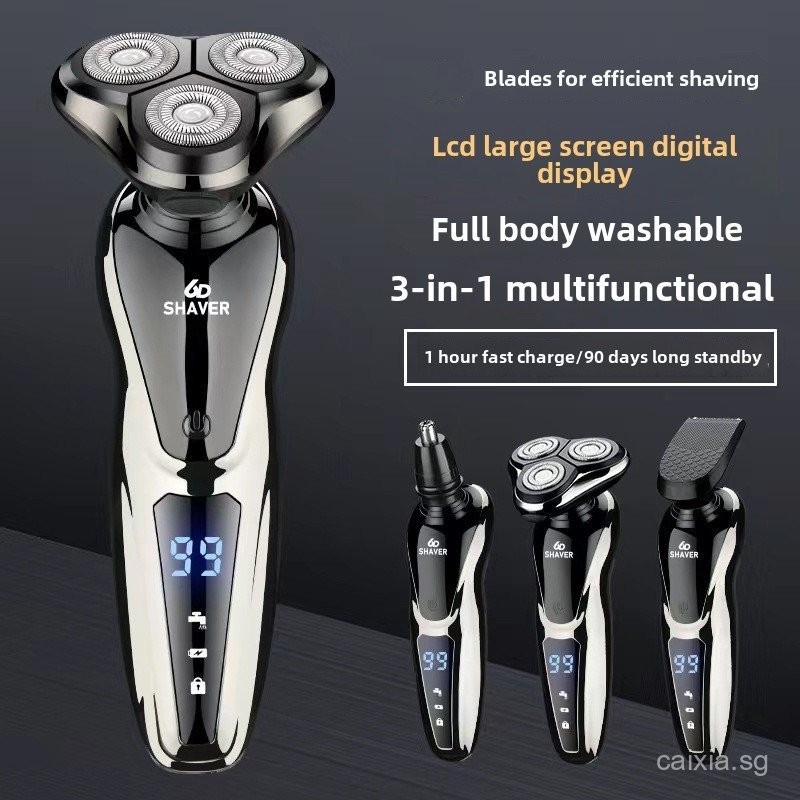 Electric Shaver with Digital Display 3-in-1 Haircut Razor Nose Hair ...