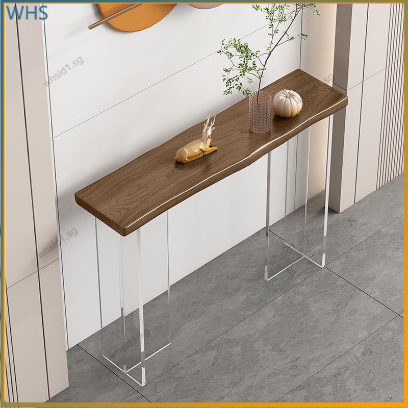 Acrylic long table art entryway table entry solid wood entryway table wabi-sabi style end view ...