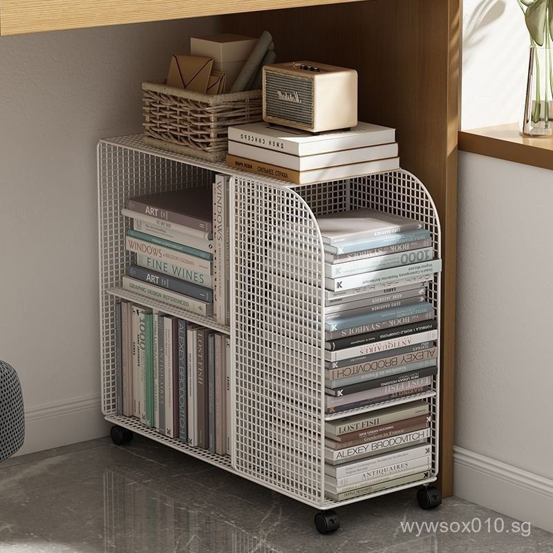Bookshelf under Table Storage Rack Movable Book Storage Rack Floor ...