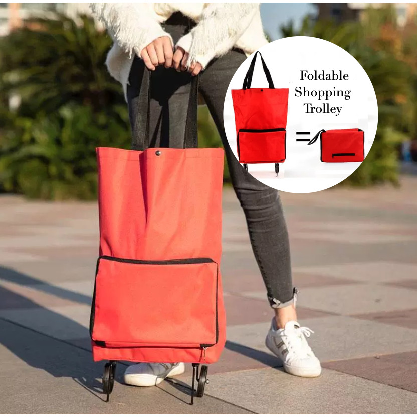 Foldable Lightweight Shopping Trolley with Wheels Portable Cart
