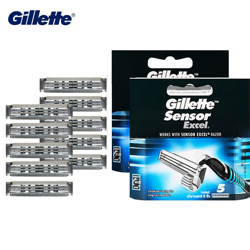 Gillette Sensor Excel Safety Razor Blades For Men (10 Pcs) | Shopee ...