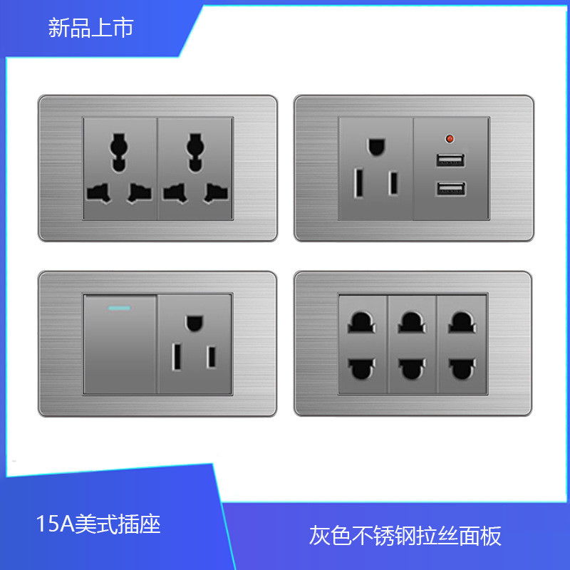 Type 118 American Switch Panel 15A Socket 110-250v Wall Socket USB ...