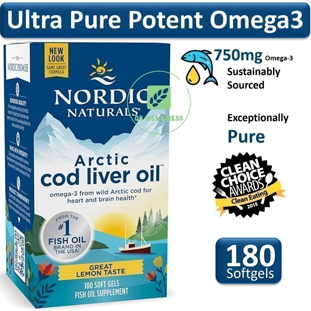 👍Nordic Naturals Arctic Cod Liver Oil 90/180 Softgels 750 mg Omega-3 ...