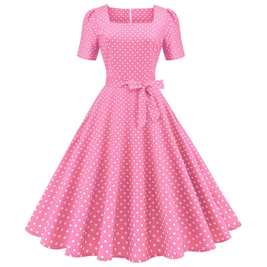 BL> Classic Movie Style Dress Square Collar Dress Vintage Polka Dot Dress  Classic Movie Style Elegant Retro Design Women's Dress Southeast Asian  Fashion | Shopee Singapore