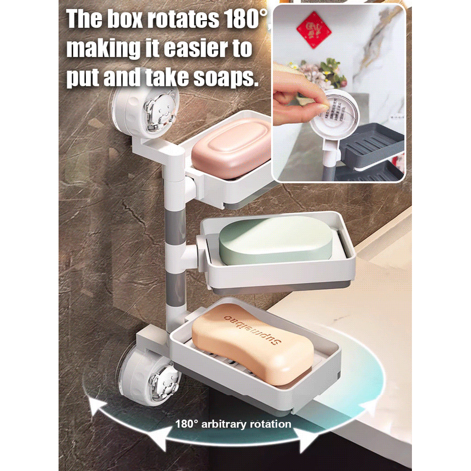 Rotating Drainage Soap Rack Soap Rack tallation No Hole Wall Mount Home ...