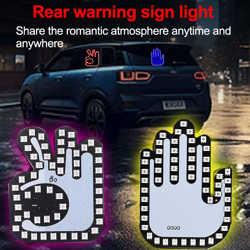 Universal Fun Car Middle Finger LED Light USB plug-in style gesture ...