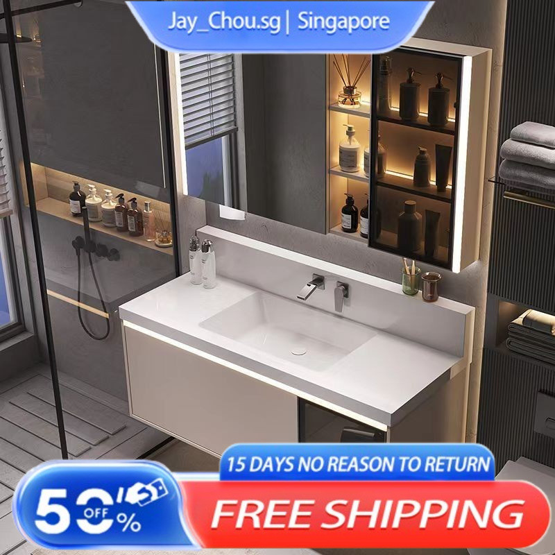 [Free Delivery]Eimage Stone Bathroom Cabinet Integrated Basin Folding ...
