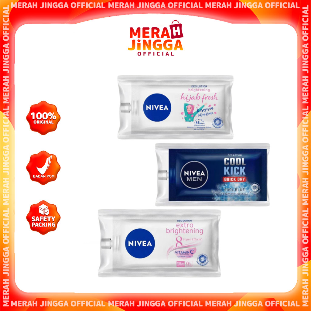 Nivea Deodorant Sachet Men Ice Cool / Hijab Fresh / Extra Brightening / 9ml / Merah Jingga Official