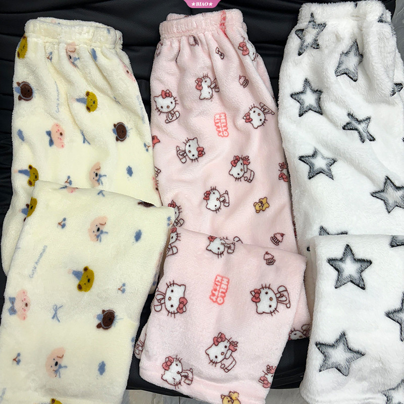 Sanrio Hello Kitty Pochacco Anime Pajama Pants Winter Warm Home Casual ...