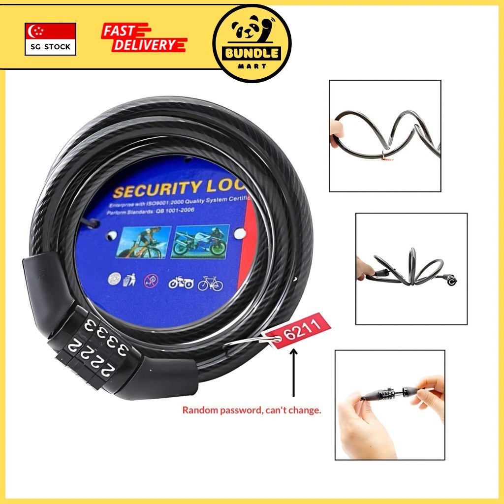 (BundleMart) 4-Digit Bicycle Lock Security Safety coiling with steel ...