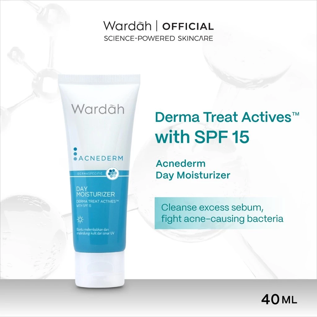 WARDAH Acnederm Series Lengkap - Acne Care, Melawan Jerawat, Cocok untuk Kulit Berjerawat, Komedo, Azeclair, Mengontrol Minyak Berlebih, Mengurangi Kemerahan - Cleanser, Toner, Serum, Day & Night Moisturizer, Micellar Water, Sunscreen - Skincare - Gambar 3