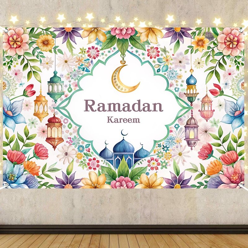 150*100CM Ramadan Kareem Castle Backdrop Hari Raya Decorations 2025