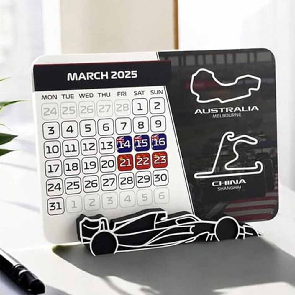 F1 Calendar Formula 1 Racing Desktop Calendar with/without F1 Car Stand