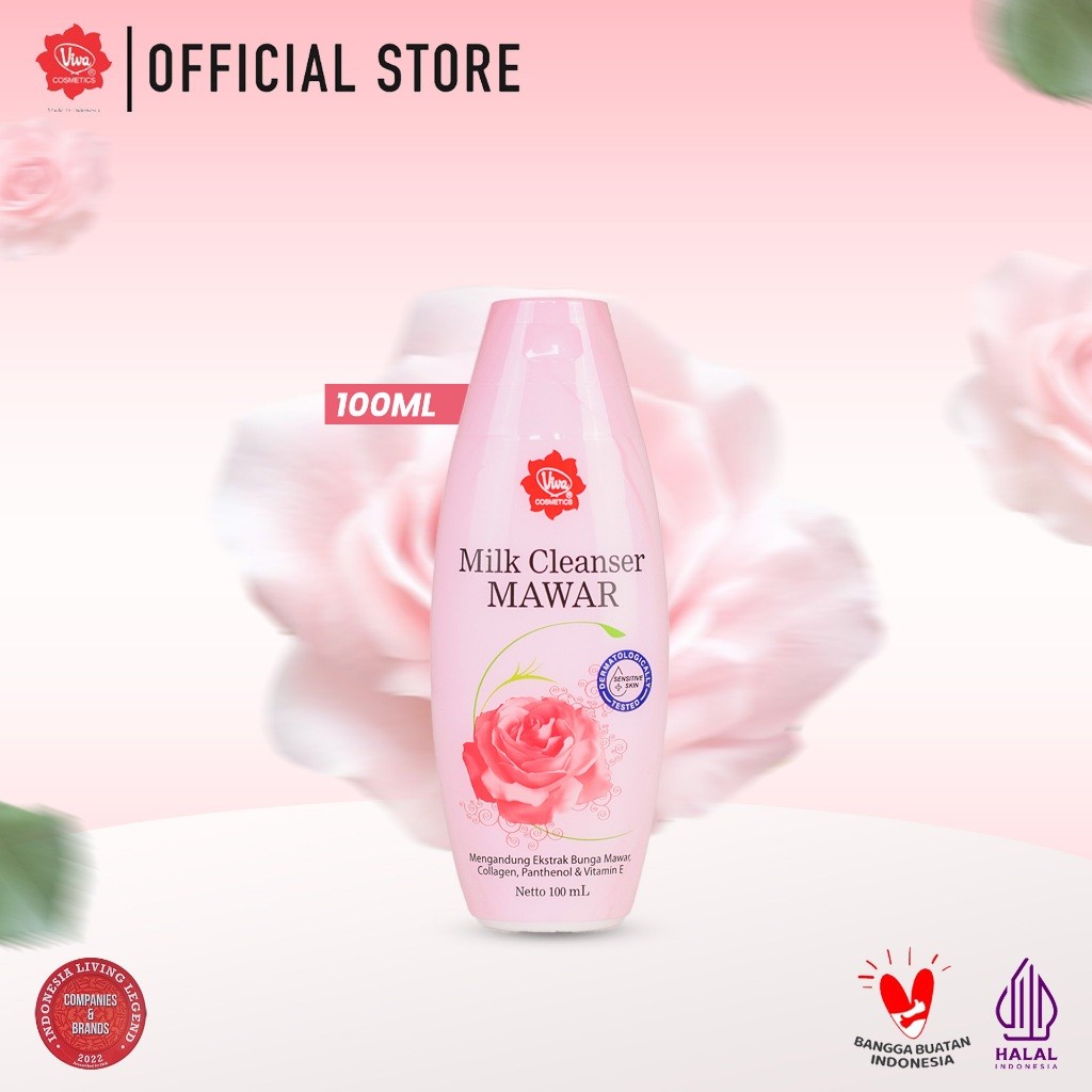 Viva Milk Cleanser Mawar with VIT E, Collagen & Panthenol / Merah Jingga Official - Gambar 3