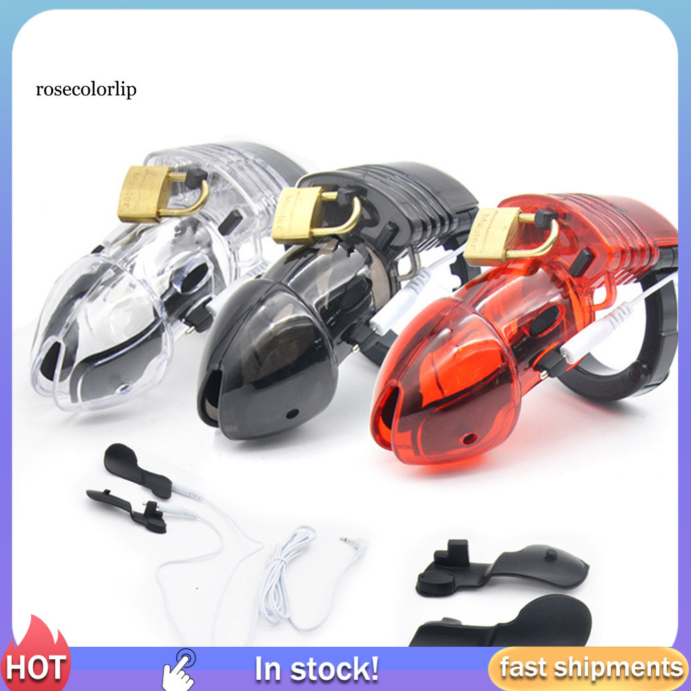RRR* Electric Shock BDSM Lock Male Men Chastity Cage Fetish Therapy ...