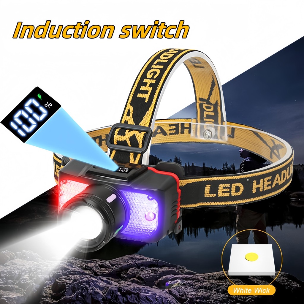 Ultra bright induction LED headlights Rechargeable variable focus head ...