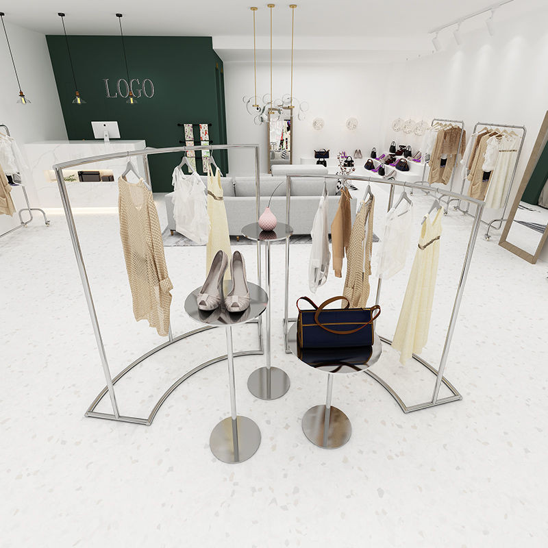 Clothing Display Stand Floor Arc Semicircle Simple Clothes Rack ...