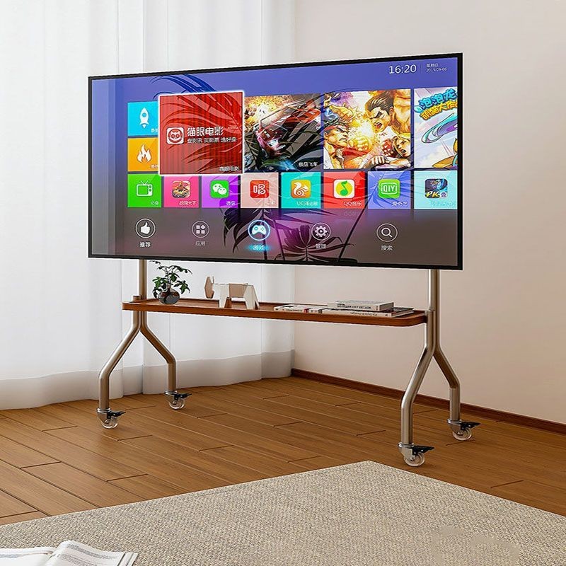 Stainless Steel TV Floor Stand Movable Vertical Trolley with Wheels TV ...